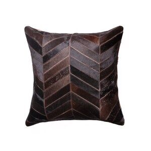 Natural Home Decor Torino Chevron Cowhide Pillow | 1-Piece | Chocolate | 18"x18"